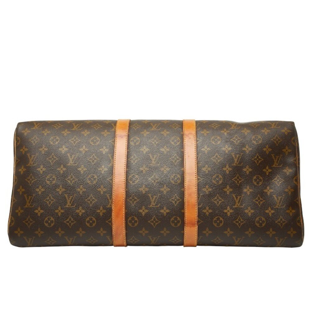 LOUIS VUITTON Authentic Brown Monogram Leather Keepall 55 Boston Bag - Picture 3 of 14